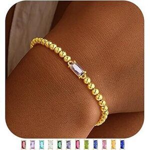 June Birthstone Bracelet For Women - Dainty Purple 14K-Gold-Plated Birthstone